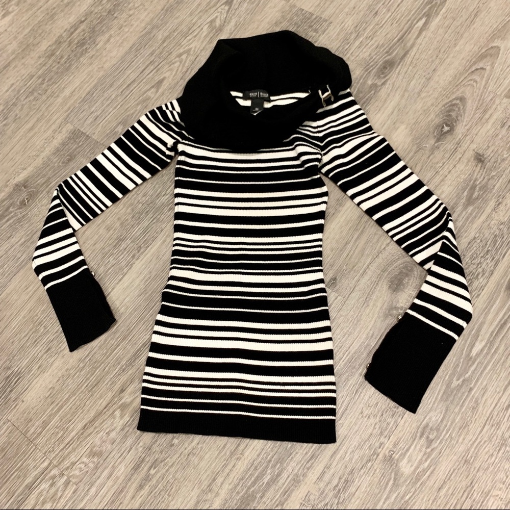 WHBM Cowl Neck Striped Sweater